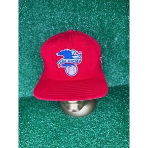 Vintage American League Red Snap Back Hat Cap New Era MLB Baseball Made In USA